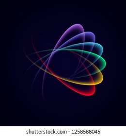 Abstract bright neon multicolor loop with transparency.