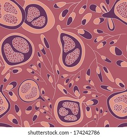 Abstract bright new  abstract objects seamless patterns with garnet. Pattern can be used for wallpaper pattern fills surface textures. Vector backgrounds with bright  shades.
