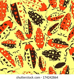 Abstract bright new  abstract objects seamless patterns with beetles. Pattern can be used for wallpaper pattern fills surface textures. Vector backgrounds with bright  shades.