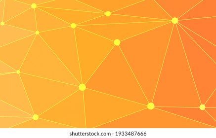 Abstract bright Orange Geometric Polygonal background molecule and communication. Orange Diamond Geometric. 3d Trendy Vector Design. Vibrant Origami Background. Connected lines with dots. Vector EPS10