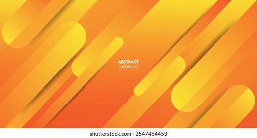 Abstract bright orange gradient background with simple orange and yellow rectangle pattern in 3D view. Dynamic and luxurious design. eps10