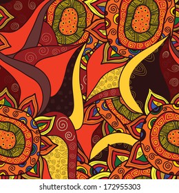 Abstract bright ornamental vector background with ethnic motifs