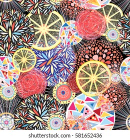 Abstract bright pattern of various circular elements