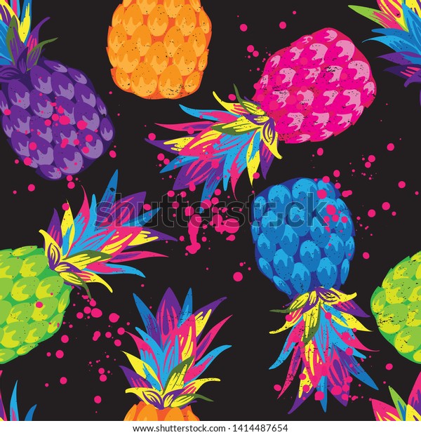 Abstract Bright Pineapple Fruit Seamless Pattern Stock Vector Royalty Free