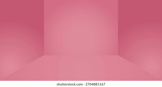 Abstract bright pink colored studio background. Vector illustration. Empty room for product display with soft light, modern design