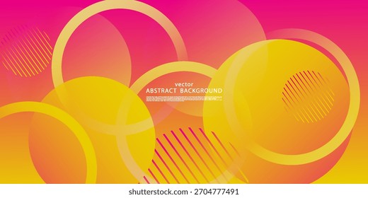 Abstract bright pink and yellow gradient dynamic background with circle design pattern. Vector eps10
