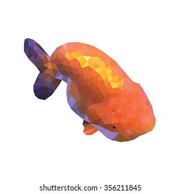 Abstract bright polygonal gold fish on white background.
