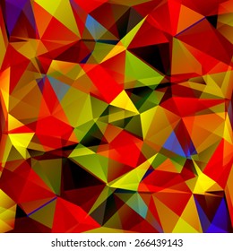 Abstract bright polygonal pattern with multicolored triangles.