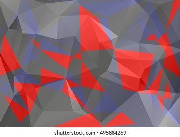 Abstract bright polygonal pattern with violet-gray and red triangles. Trendy background.