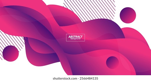 Abstract bright purple 3D wave geometric background. Wave color background with circle pattern design. Liquid shape composition. Vector Eps10