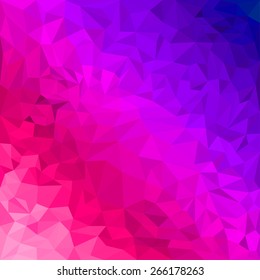 Abstract bright purple and scarlet colored polygonal triangular background for use in design for card, invitation, poster, banner, placard or billboard cover