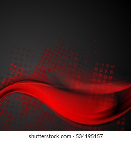 Abstract bright red and black wavy grunge vector background