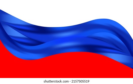 Abstract bright red blue white wave background. Digital backdrop. Vector illustration. Banner. Template. Creative flyer. Waving Russian flag. Copy space. National Flag of Russia. Tricolor.