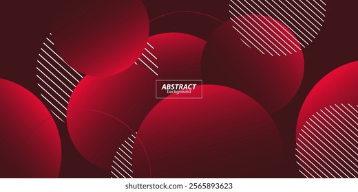 abstract bright red circle background template with shadow and red lines. Futuristic background with simple pattern design. Vector eps10