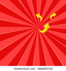 Abstract bright red colorful background texture wallpaper backdrop template with ray fractal starburst, arrow element, speech bubble vector and illustration art graphic design futuristic