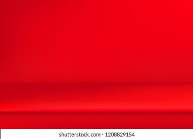 Abstract bright red gredient background. Empty room with spotlight effect. Vector EPS10 Graphic art design.