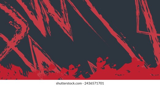 Abstract Bright Red Grunge Texture In Black Background
