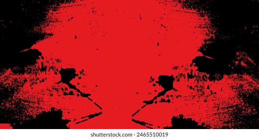Abstract Bright Red Grunge Texture In Black Background