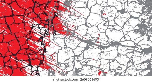 Abstract Bright Red Grunge Texture In white geometric Background 