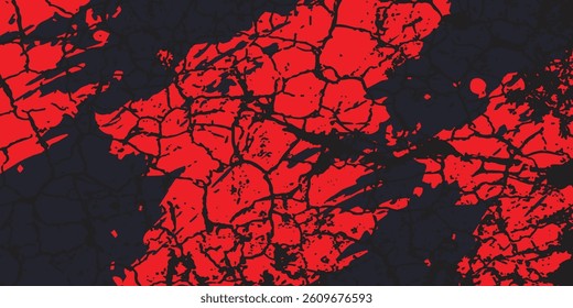 Abstract Bright Red Grunge Texture In Black Background ART