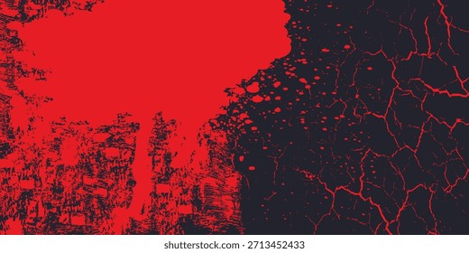 abstrakte helle rote Grunge-Textur auf schwarzem Hintergrund.Vektorkunst
