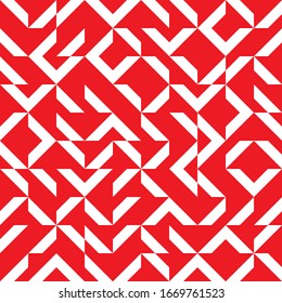 Abstract bright red pattern of geometric shapes. Mosaic backdrop. Geometric  triangular background, vector. Bicolor.  Tile template design.