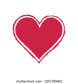 Abstract bright red vector heart on white background