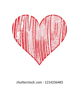 Abstract bright red vector heart on white background