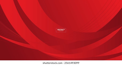 Abstract bright red wave geometric gradient background with 3d look and simple line pattern. Cool and luxury design. Vector eps10