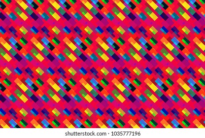Abstract bright repeating pattern of diagonal squares and stripes for fabric, textile and backgrounds. pattern swatch is in the vector file. created by multiple layers and transformation effect