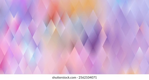 Abstract bright rhomb background. Rhombus bg. Pastel purple pink poster design. Geometric shape art decoration. Gradient tile texture. Mosaic pattern cover. Vector Illustration, EPS 10.