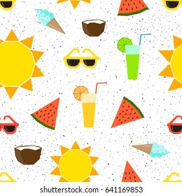 Abstract bright seamless handmade pattern background. Summer time fun, party, rest, vacation theme. 