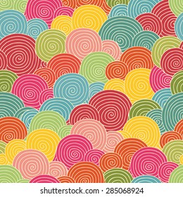 Abstract  bright seamless pattern. Can be used for wallpaper, pattern fills, web page background,surface textures. Hand-drawn vector illustration with decorative circles.