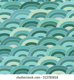 Abstract  bright seamless pattern. Can be used for wallpaper, pattern fills, web page background,surface textures. Hand-drawn vector illustration with decorative blue waves.