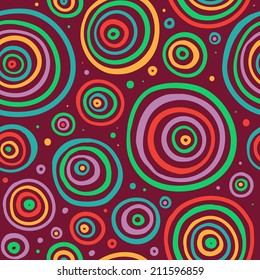 Abstract bright seamless pattern, colorful rings