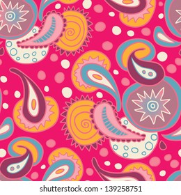 abstract bright seamless pattern with paisley