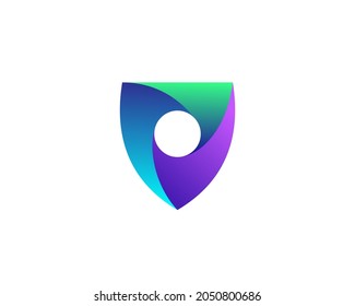 Abstract bright shield vector icon logo design template. Creative 3d colorful protection, secure, defence vector sign symbol mark logotype on white background.