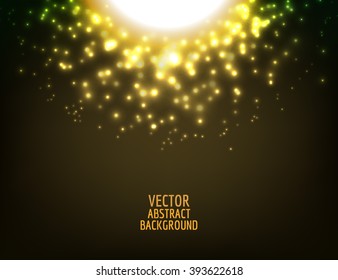 Abstract bright shining sphere. Vector light background. Circle shape with sparkles. 