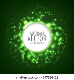 Abstract bright shining sphere. Vector light background. Circle shape with sparkles. 