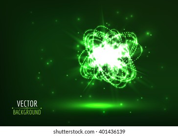 Abstract bright shining sphere. Vector light background. 