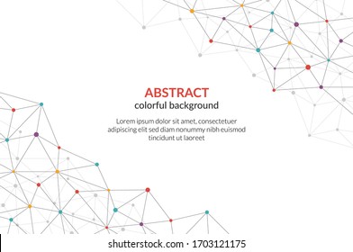 Resumen del fondo de la tecnología simple y colorido del vector. Conectando puntos. Papel mural abstracto vector policlonal. Formas tecnológicas abstractas. Antecedentes científicos de vectores