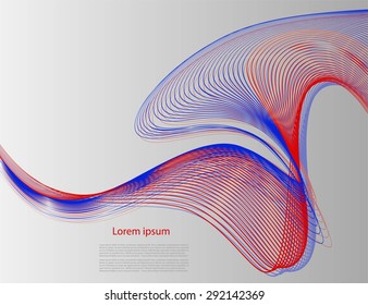 Abstract bright smooth lines on gray background with text