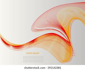 Abstract bright smooth lines on gray background with text