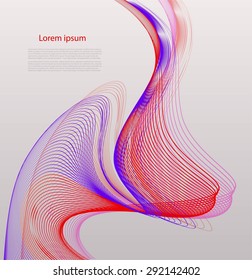 Abstract bright smooth lines on gray background with text