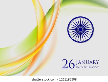 Abstract bright smooth waves background. Colors of India. Republic Day 26 January vector design