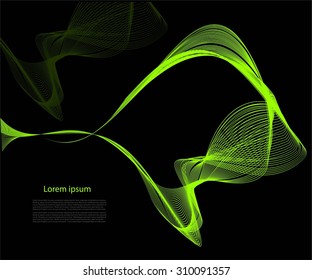 Abstract bright smooth waves on black background