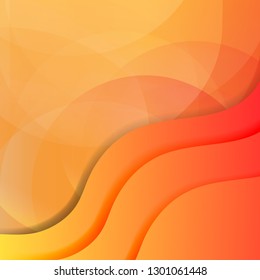 Abstract bright soft design background with orange wavy curved lines in dynamic smooth style. Vector illustration