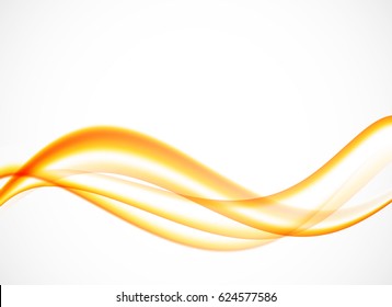 Abstract bright soft design background with orange wavy lines in dynamic elegant smooth style. Vector illustration