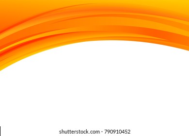 Abstract bright soft design background with orange wavy curved lines in dynamic smooth style. Vector.