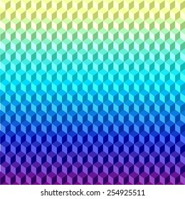Abstract bright spectral gradient colored 3D cubes geometric background  for use in design for card, invitation, poster, banner, placard or billboard cover